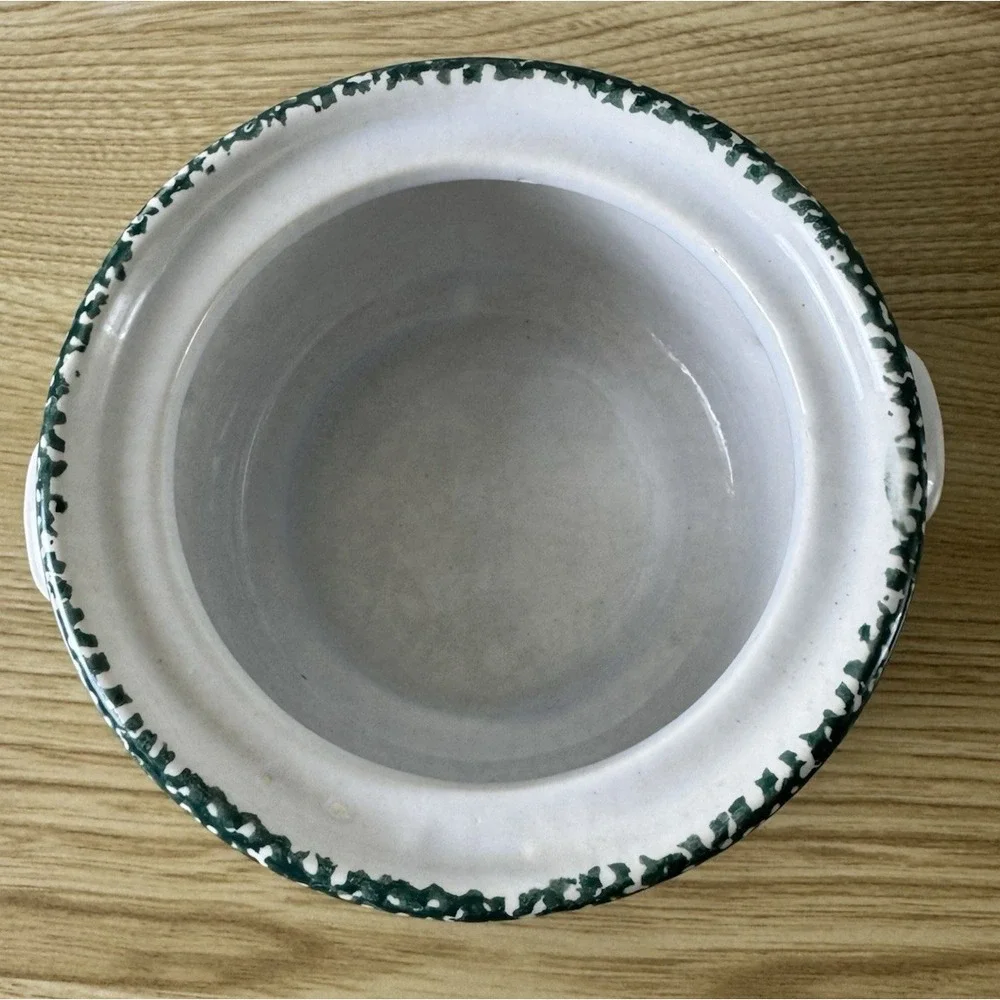 Vintage Green Heart Ceramic Canister Set 3 Spongeware Cottagecore Country 1990s
